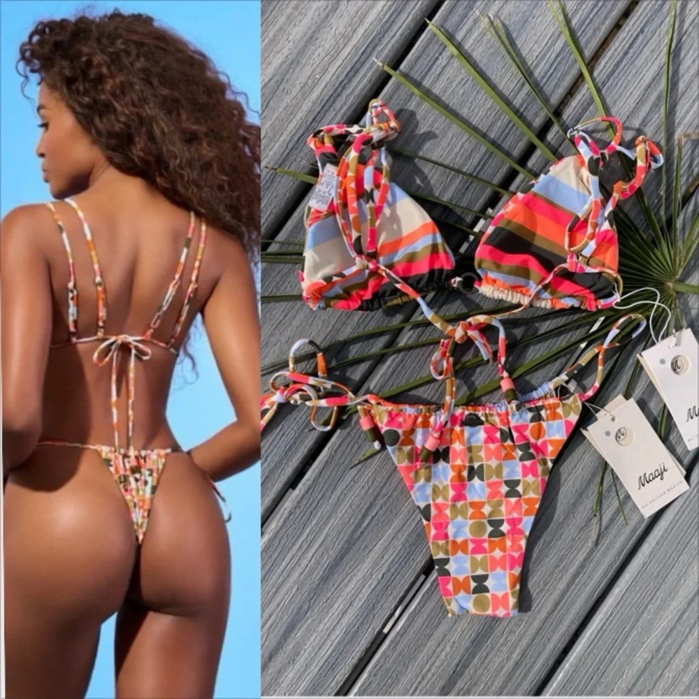 MAAJI Neon Set - Brenda String Bikini Top & Splashy Cheeky Thong Bottoms - M